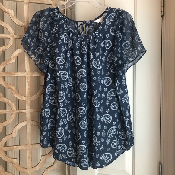 LC Lauren Conrad Tops - LC Lauren Conrad Blue Aqua Paisley Blouse, Boho, Size M